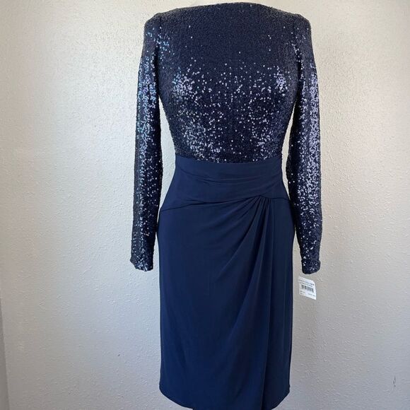 NWT Lauren Ralph Lauren Blue Sequined Dress Size 2 - Picture 1 of 10